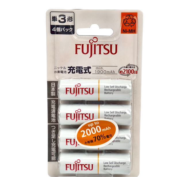 FUJITSU 富士通 鎳氫低自放充電電池 3號 2000mAh, 4顆, 1組