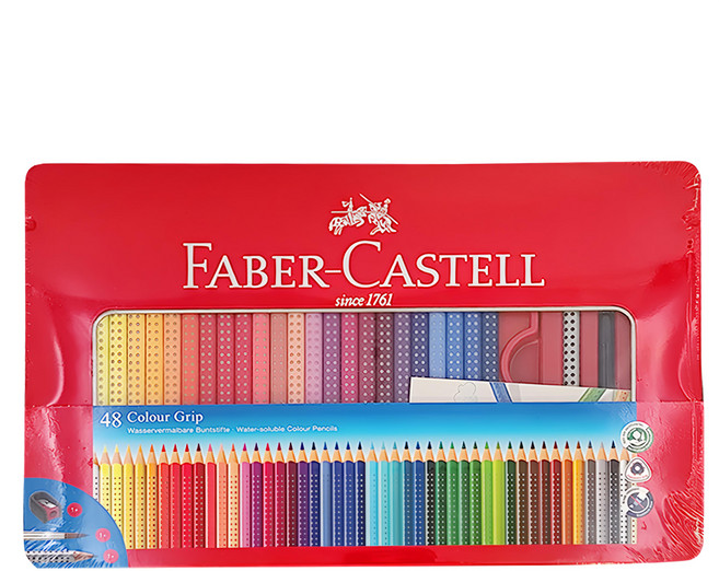 FABER-CASTELL 輝柏112448 2001握得住好點子水彩色鉛筆 鐵盒裝, 48色, 1盒