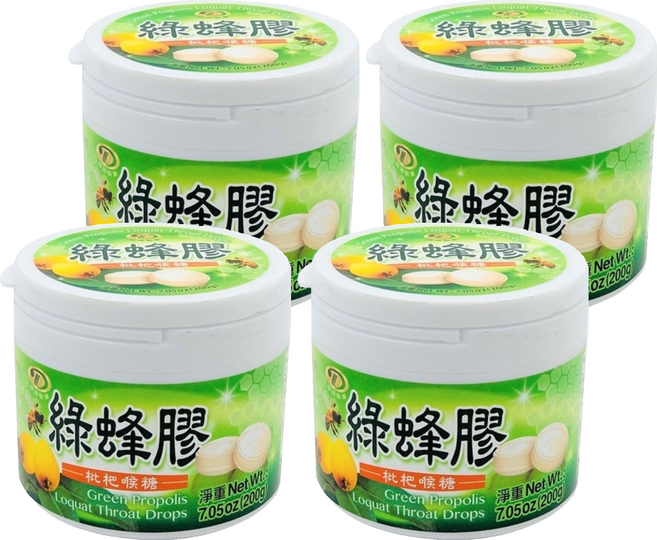 綠得製菓 綠蜂膠枇杷喉糖, 200g, 4罐