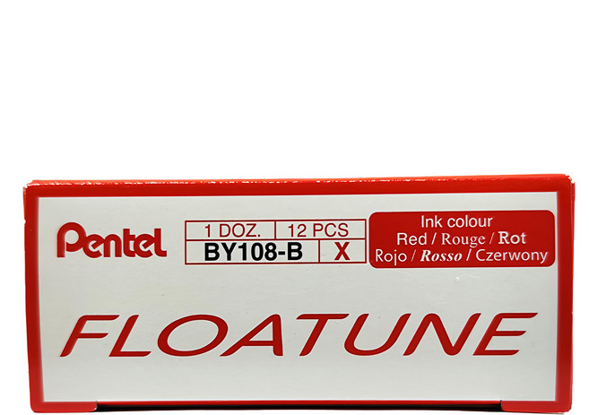 Pentel 飛龍文具 FLOATUNE 輕滑鋼珠筆 0.8mm BY108-BX 12支, 紅色, 1盒