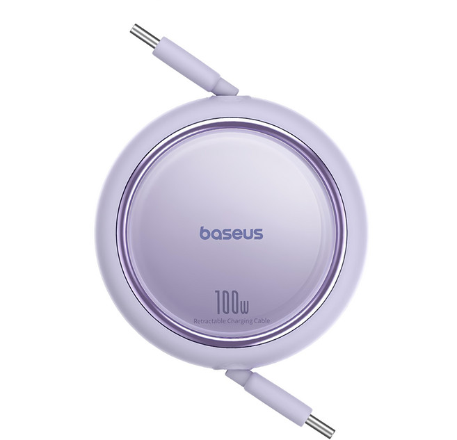 Baseus 倍思 Free2Draw 最新型 Type C 100W 超高速捲盤充電線, 1個, 1m, 星雲紫