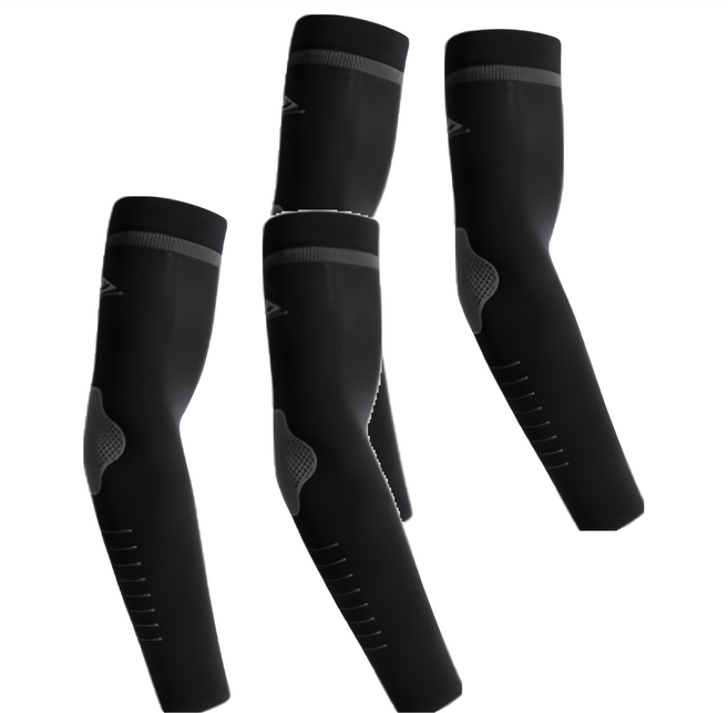 PORA BELLA 中性款 運動防曬冰絲涼感高彈吸濕速乾袖套 UVS014, 2組, 黑條