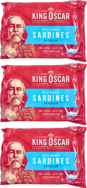 KING OSCAR 迷你沙丁魚 無鹽, 106g, 3個