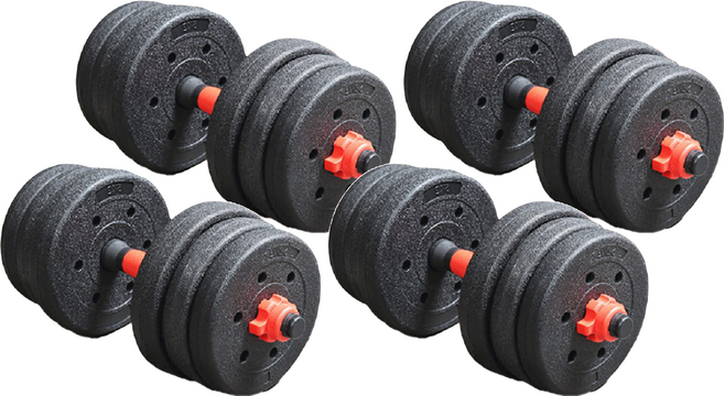 環保啞鈴 圓 安全防滑設計 槓鈴啞鈴多功能兩用組 實心槓高強度不變型, 10kg, 4個