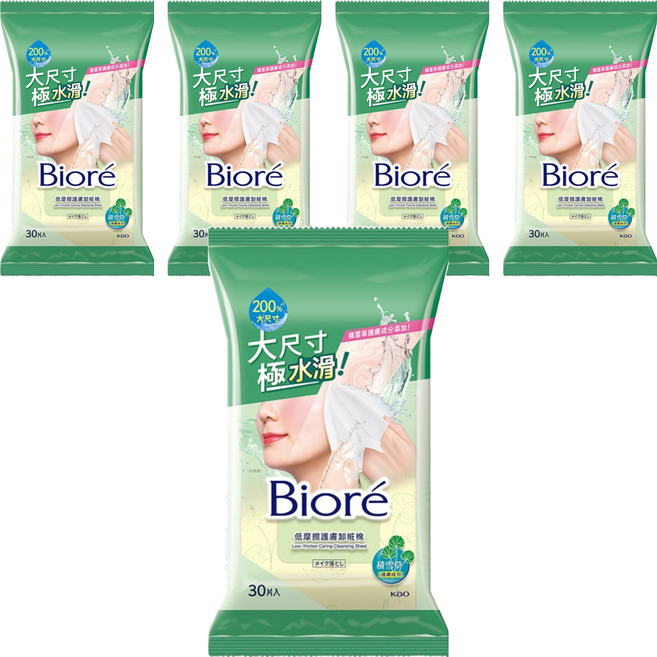 Biore 蜜妮 低摩擦護膚卸粧棉, 30片, 5包
