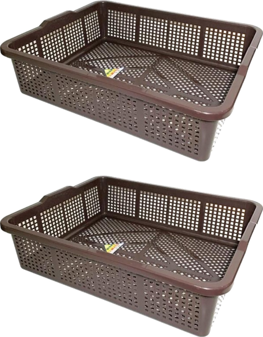 CHUANG YING 創贏 600平籃 網籃/瀝水籃, Brown, 2個