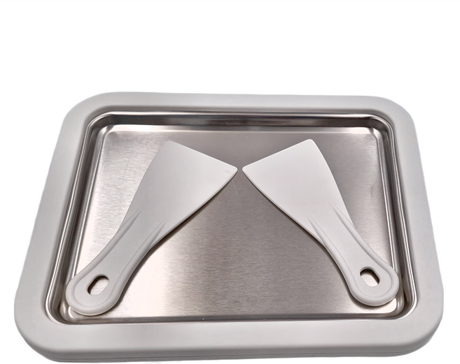 不鏽鋼炒冰盤, 白, 1個