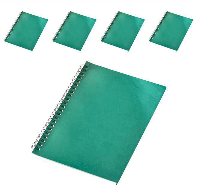 小麥購物 線圈筆記本 G276A5 21 x 14cm 130g 50張, 5本, 墨綠色