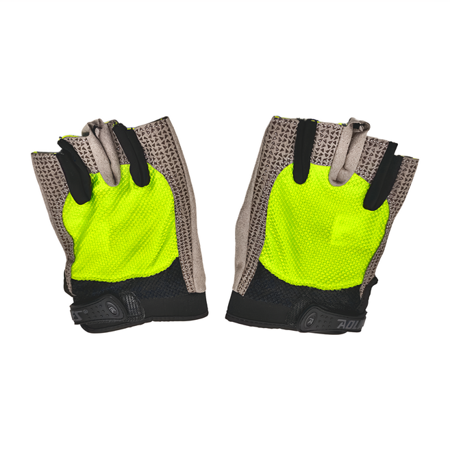 AOLIKES 奧力克斯 加墊重訓手套 掌墊緩衝護層 網面透氣 方便脫下 柔軟減震耐磨防滑, 螢光綠, 1雙