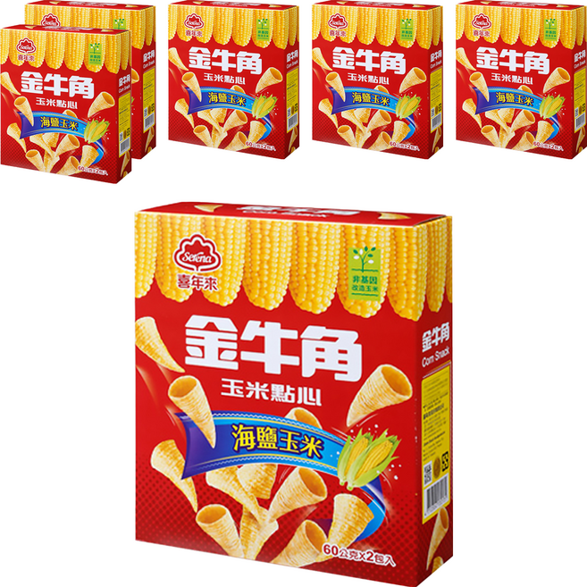 喜年來 金牛角家庭號 海鹽玉米, 120g, 6盒