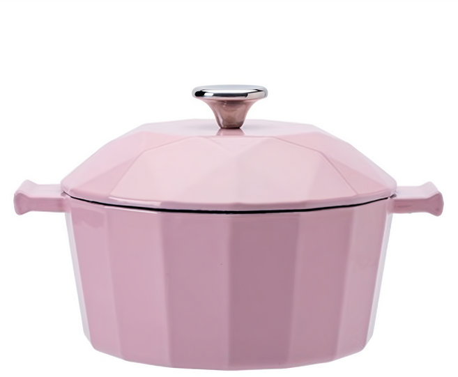 cook power 鍋寶 璀璨鑽石琺瑯鑄鐵鍋, 22cm, 玫瑰粉色, 1個