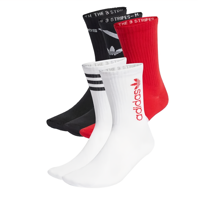 adidas 愛迪達 GRAPHIC CR 5PP 運動襪, 黑色 + 紅色 + 白色, 1組