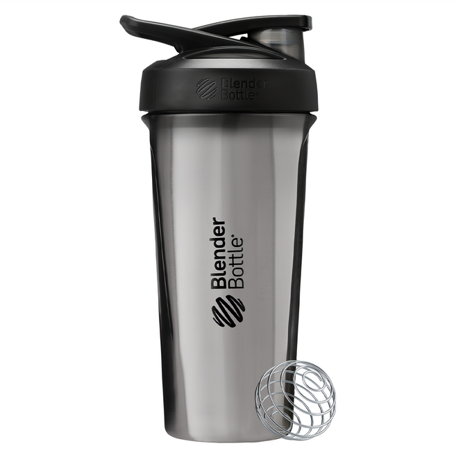 Blender Bottle Sleek SS 按壓式不銹鋼搖搖杯, 鈦灰銀, 740ml, 1個