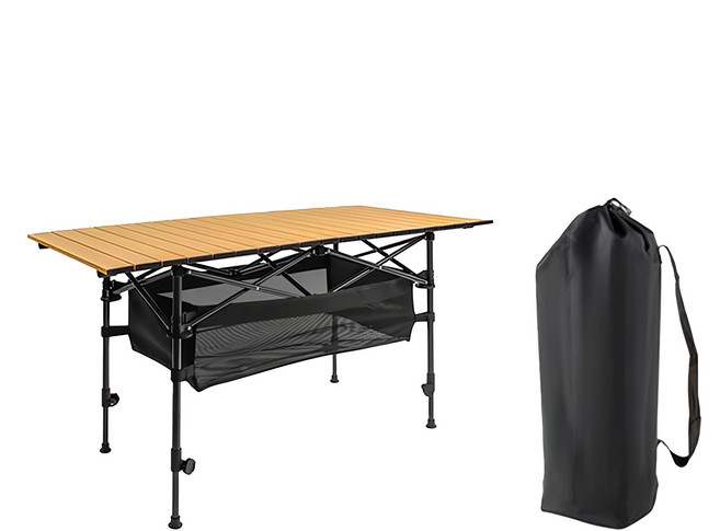 comet 組合式收納露營桌 附收納袋, 棕色 + 黑色