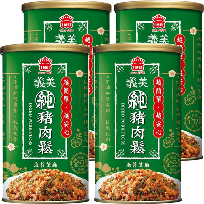 義美 海苔芝麻純豬肉鬆, 175g, 4罐