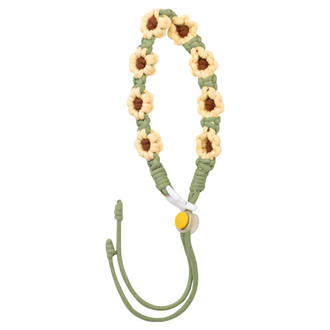 BOACUP 花系列 手工編織咖啡杯 提繩 編號1, 綠繩黃花, 1條