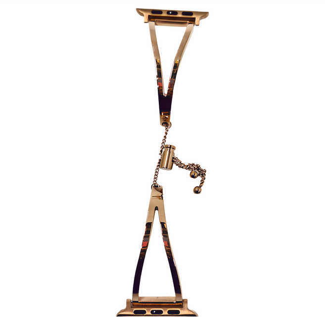 DAYA V字鏤空金屬鍊帶 Apple Watch, 玫瑰金, 1條