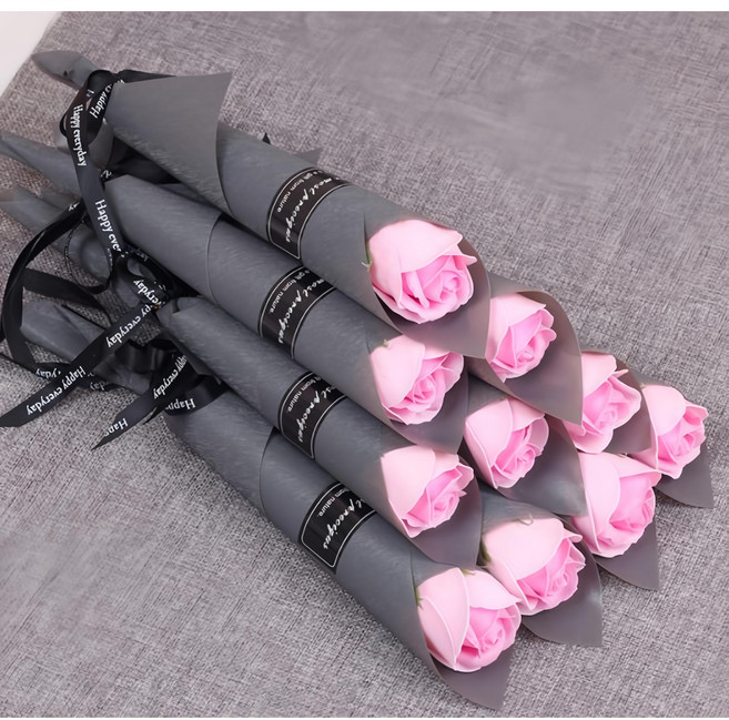 Articolo 人造單支玫瑰香皂花束, 10個, 初戀粉紅