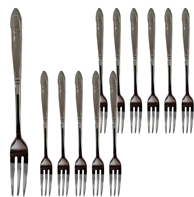 OSAMA 王樣 幸運草小叉 不鏽鋼色 304不鏽鋼材質 甜點/水果叉, 12支