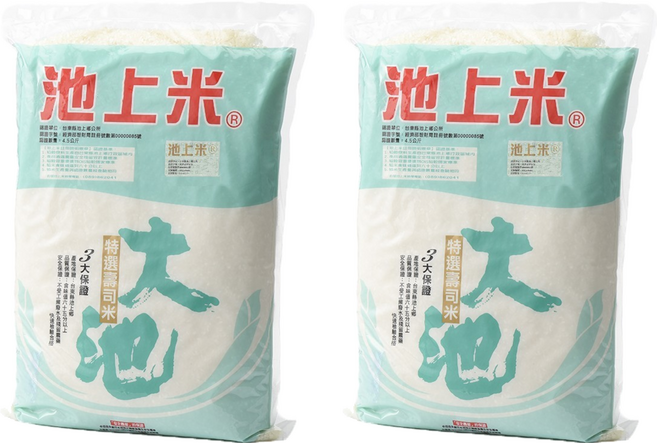 池上多力米 壽司米, CNS二等, 4.5kg, 2包