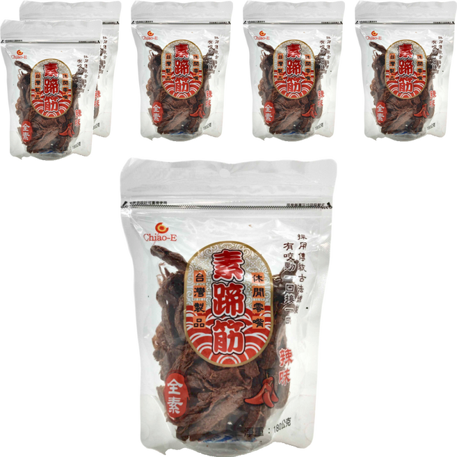 Chiao-E 巧益 豆干 豆乾 素蹄筋 辣味 全素, 180g, 6包