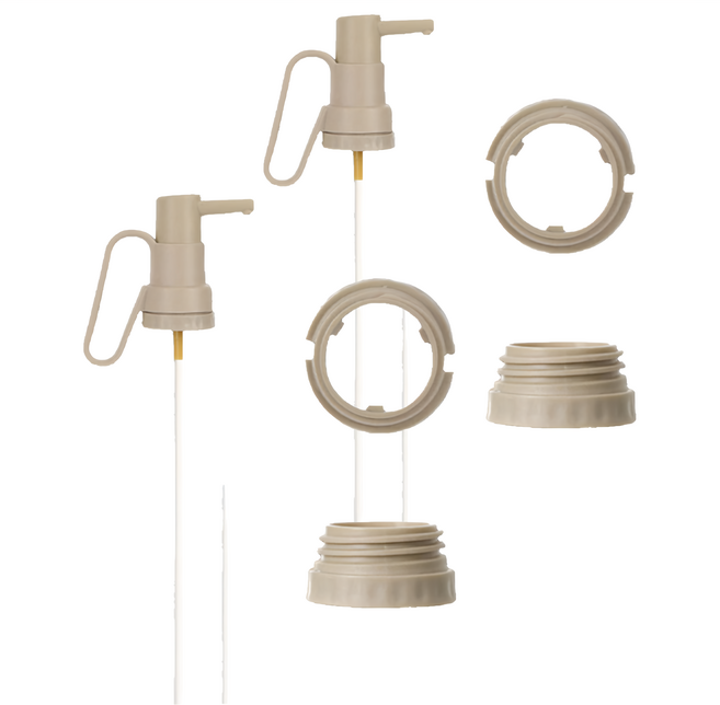 FaSoLa 定量蠔油/醬料擠壓器組 噴頭尺寸-10.6x9.6x4.5cm 內含噴頭x1 轉換器x3 吸管x2, 通用款 淺灰米色, 2組