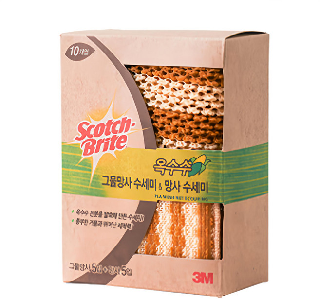 3M Scotch-Brite 百利 玉米纖維網狀洗碗組 菜瓜布+洗碗巾, 10個, 1盒
