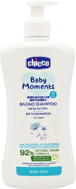chicco 寶貝嬰兒植萃洗髮/沐浴露 溫和不流淚配方 0歲以上, 500ml, 1瓶