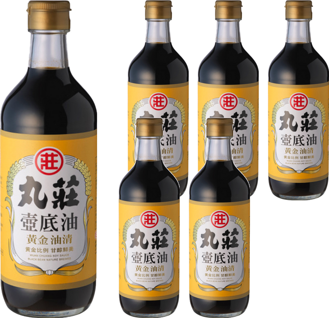 丸莊醬油 壺底油黃金油清 黃金比例 甘醇鮮美 黑豆釀造 450ml, 6瓶