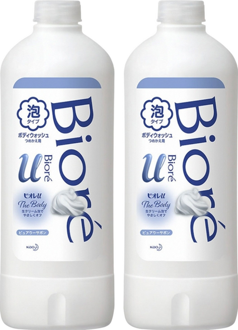 Biore 蜜妮 台灣公司貨 高彈潤沐浴慕絲 清新皂香 補充瓶, 450ml, 2瓶