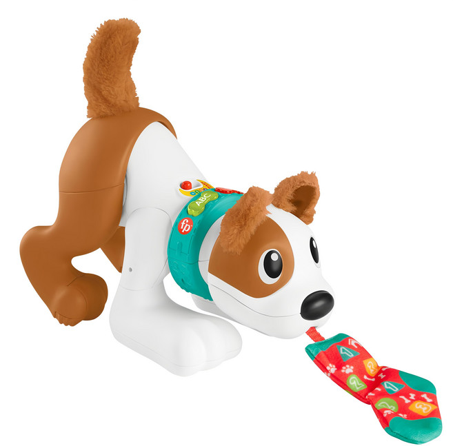 fisher-price 費雪 玩具, 可愛爬爬小狗 棕色 + 白色, 1個