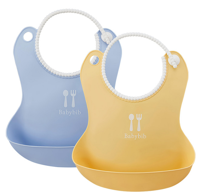 TALLSTOY New Babybib 防漏圍兜 3個月, 藍色 + 黃色, 2個, 1組