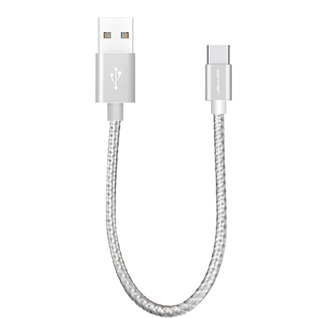JELLiCO 杰力科 速騰系列 USB-Type-C 行動電源專用傳輸線, 300mm, 銀色, 1條