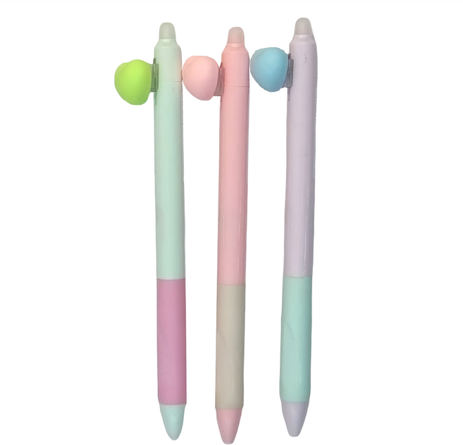 Morn Shine 晨兮 愛心按鍵筆 0.5mm, 藍色, 3支