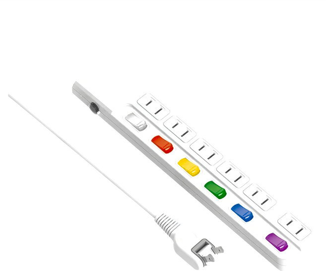 Tyson 太順電業 2孔6開6插延長線 安全耐用 過載自動斷電, 2.7m, 白色, 1條