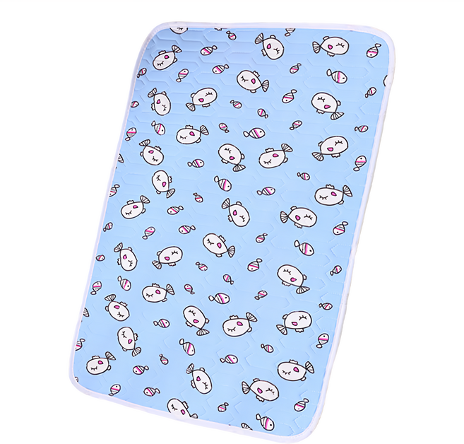 乳膠涼感墊-藍色小魚(L)60*45cm, 1入