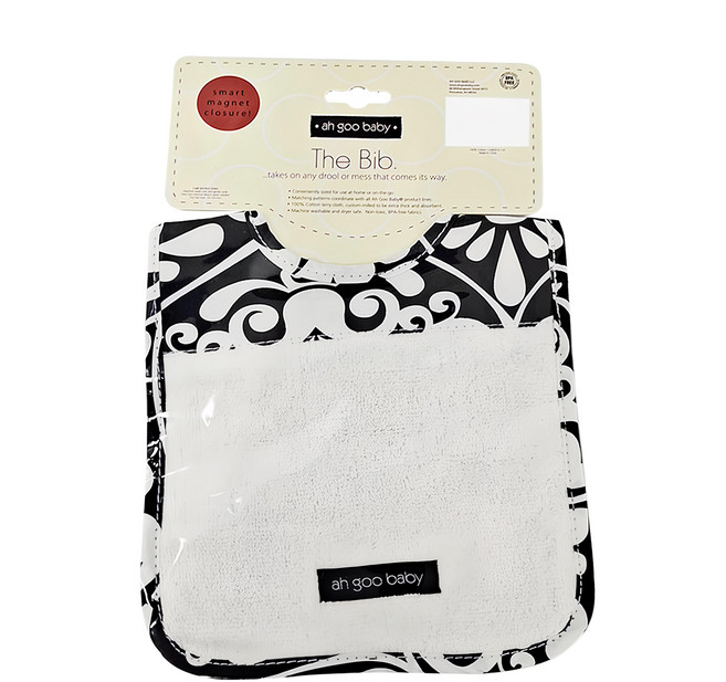 ah goo baby 圍兜 時尚聰明磁扣設計 輕柔棉材質, 奧黛莉黑, 1個, 1件