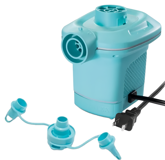 INTEX 110V家用電動充氣幫浦 附三種氣嘴 適用於充氣床、玩具、泳池, 水藍色, 1個