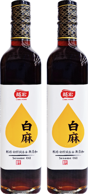 龍宏 輕焙初榨 白麻純香油, 500ml, 2瓶