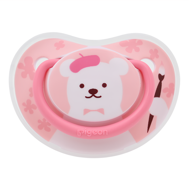pigeon 貝親 繽紛系列 安撫奶嘴, M(3~6個月), 粉小熊, 1個