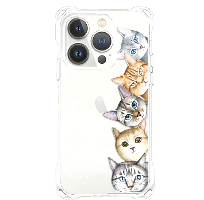 MOOTUN 沐盾 iPhone 13/14 手機保護殼 四角掛繩 四角防摔 鏡頭框加高 TPU+PC 貓出沒注意 透明