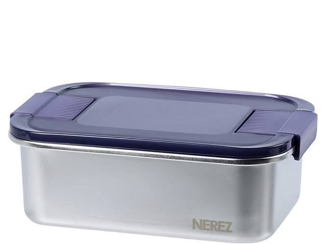 NEREZ 耐樂斯 紫創滑扣不鏽鋼保鮮盒 600ml, 1個, 容器 + 蓋子