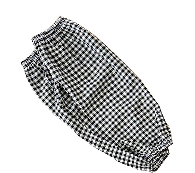 Seeticompany 棉格子工作用袖套雙手佩戴組, 黑色