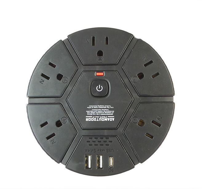 ADAMOUTDOOR 5座USB PD延長線 ADPW-PS351PD, 黑色, 1條, 1.8m