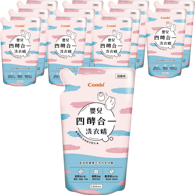Combi 康貝 嬰兒四酵合一洗衣精 補充包, 1L, 1入, 12袋