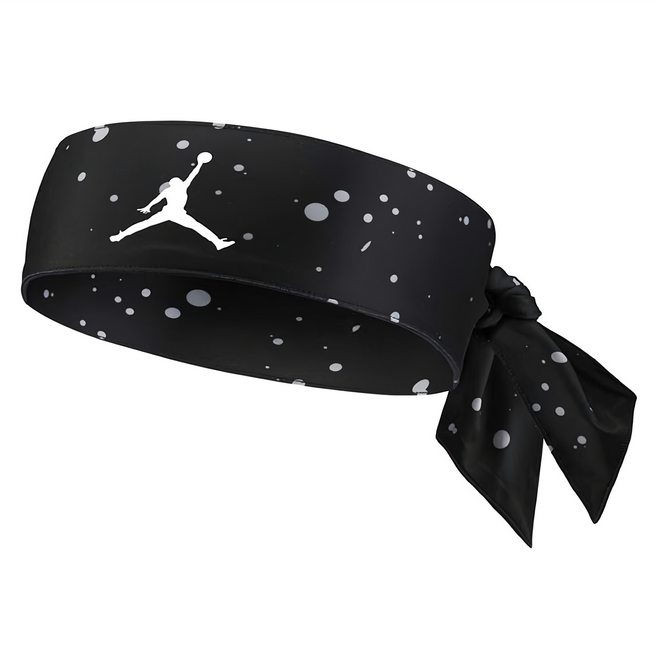 NIKE 耐吉 JORDAN 喬丹 DRI-FIT 印花綁帶式頭帶, 黑色, 1個
