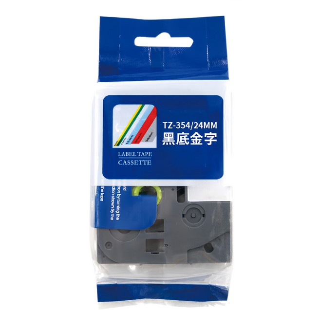 NEXTPAGE 台灣榮工 一般相容標籤帶 TZ-354 24mm, 黑底金字, 8m