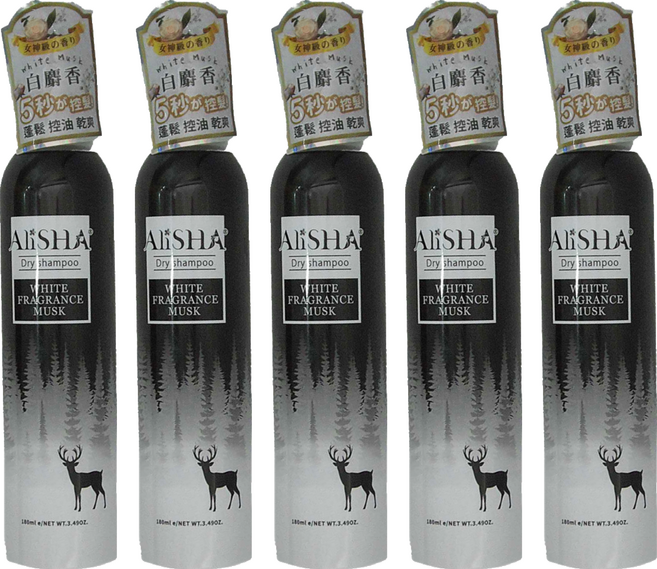 AliSHA 乾洗髮噴霧 白麝香, 180ml, 5瓶