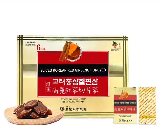 振興高麗人蔘 蜂蜜高麗紅蔘切片 6年根, 10個, 20g, 1盒