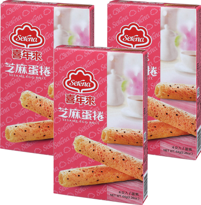 喜年來 芝麻蛋捲 蛋素, 64g, 3盒